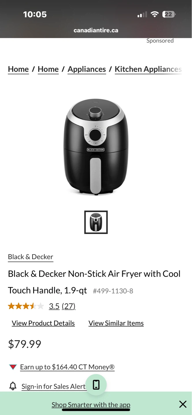 Black & Decker Non-Stick Air Fryer, 1.9-qt