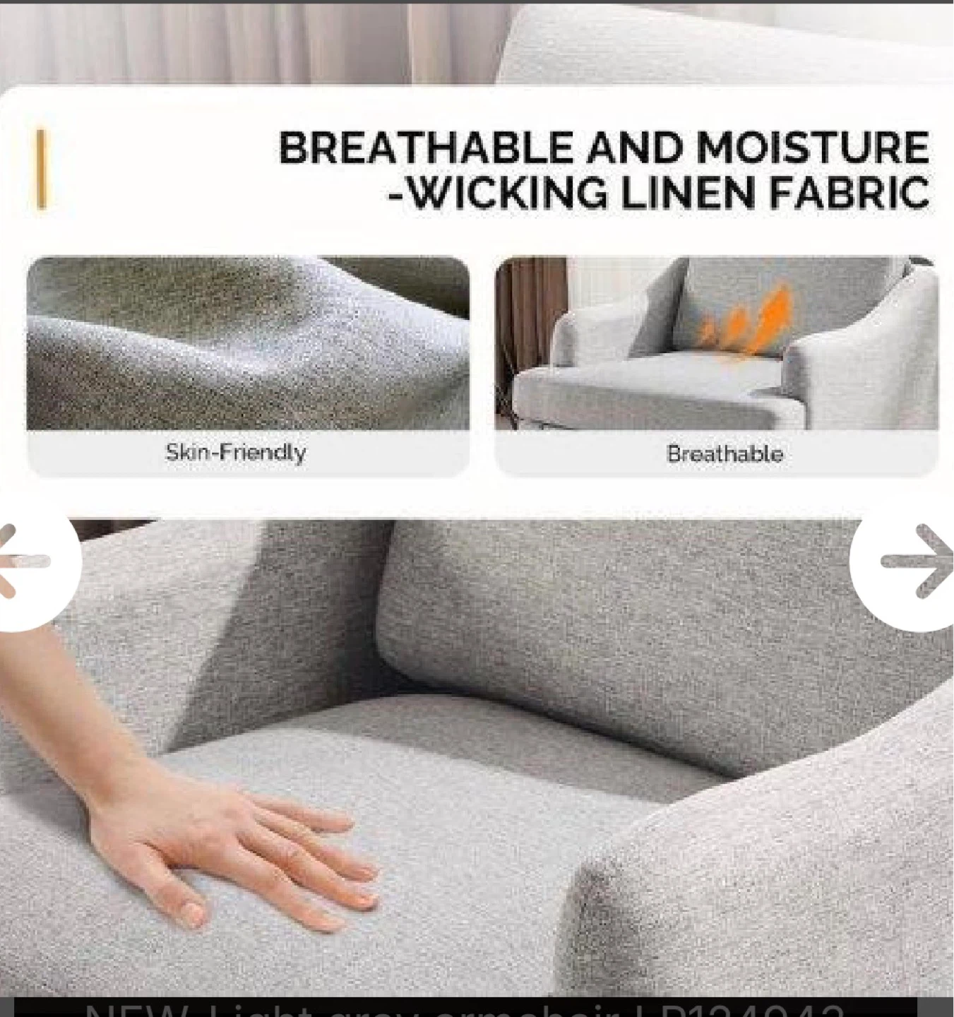 Light Gray Linen Armchair - photo 2