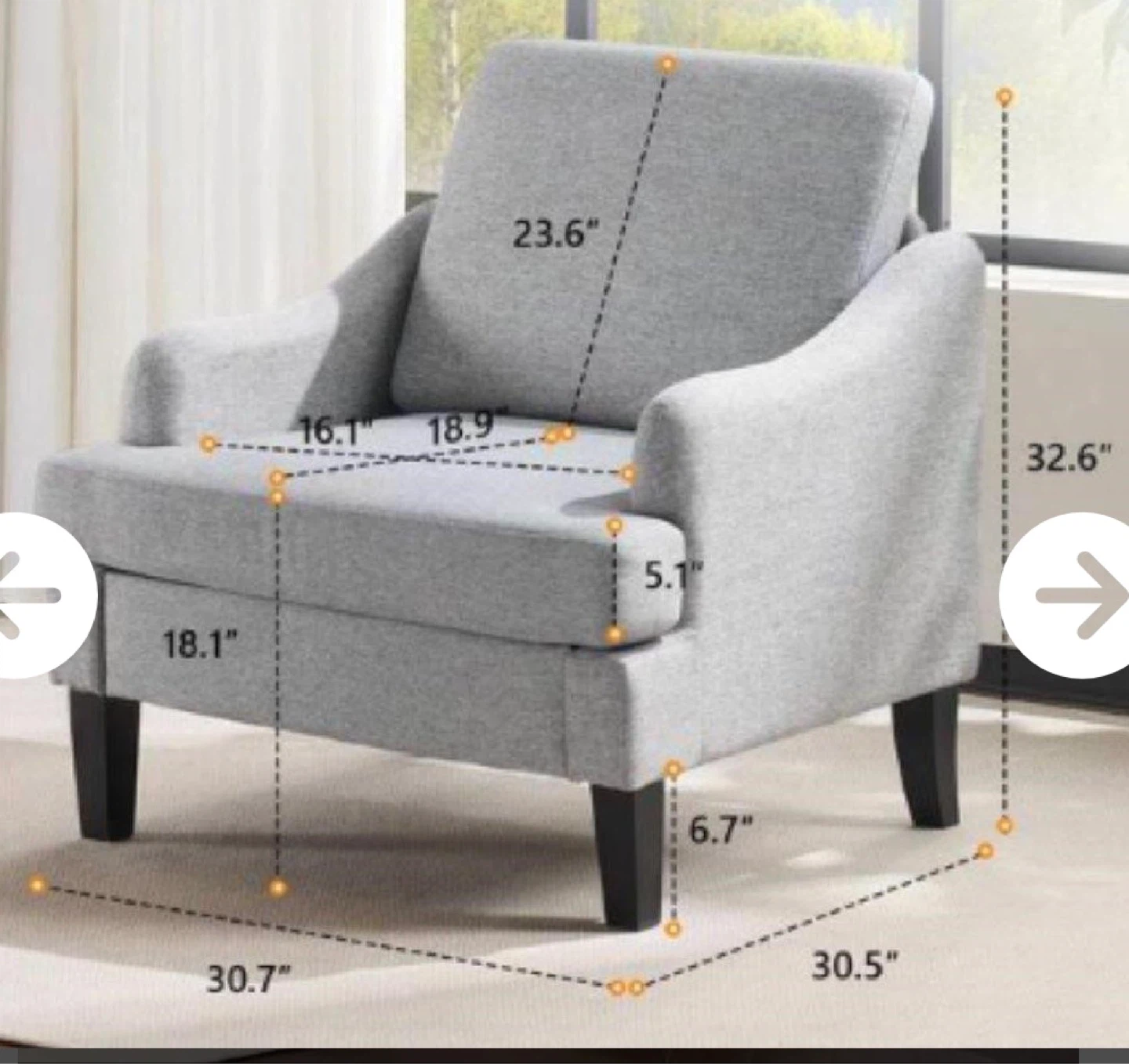 Light Gray Linen Armchair