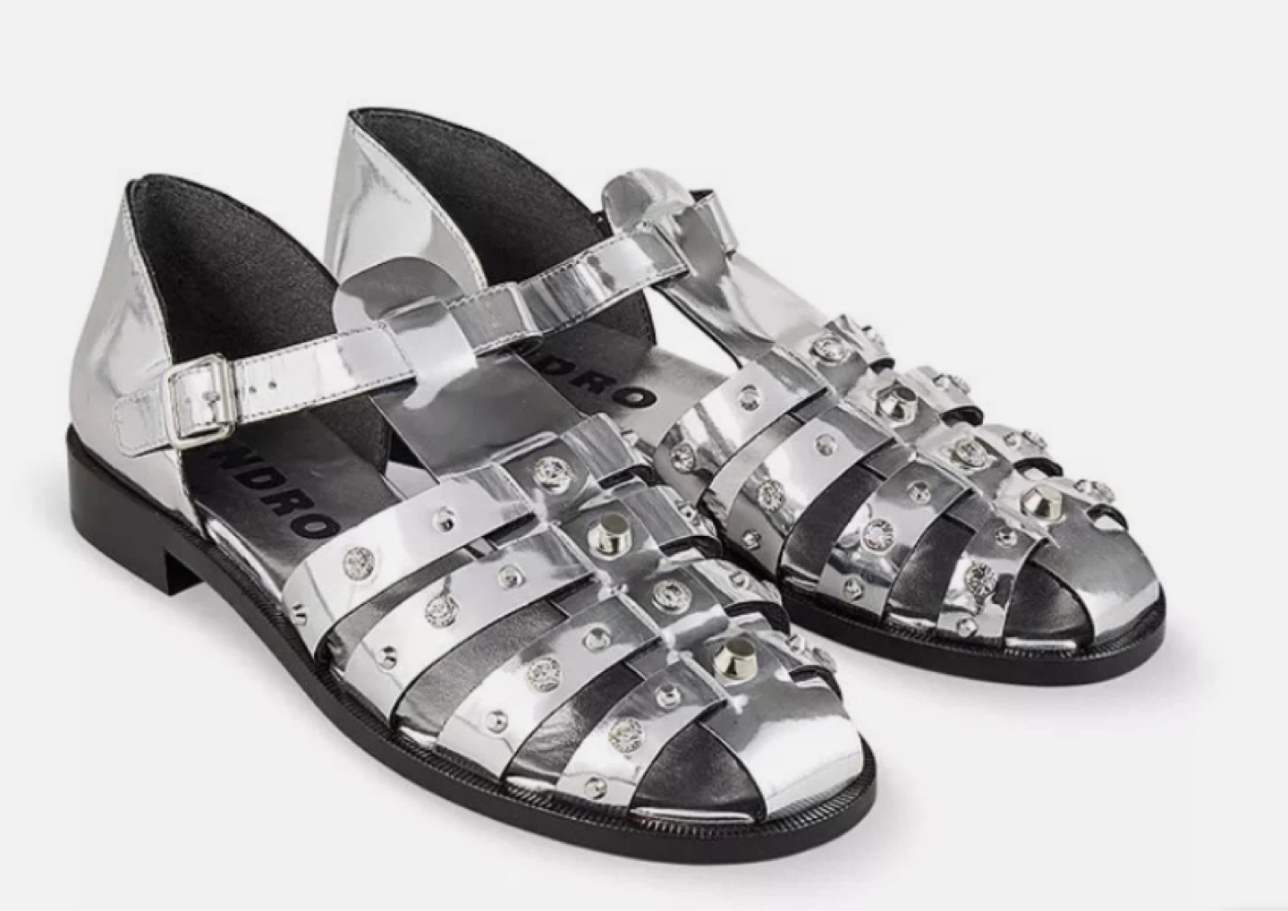 Sandro Silver Studded Gladiator Sandals - size 37 - photo 2