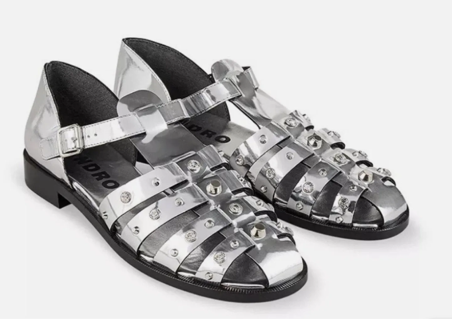 Sandro Silver Studded Gladiator Sandals - size 37 - photo 2