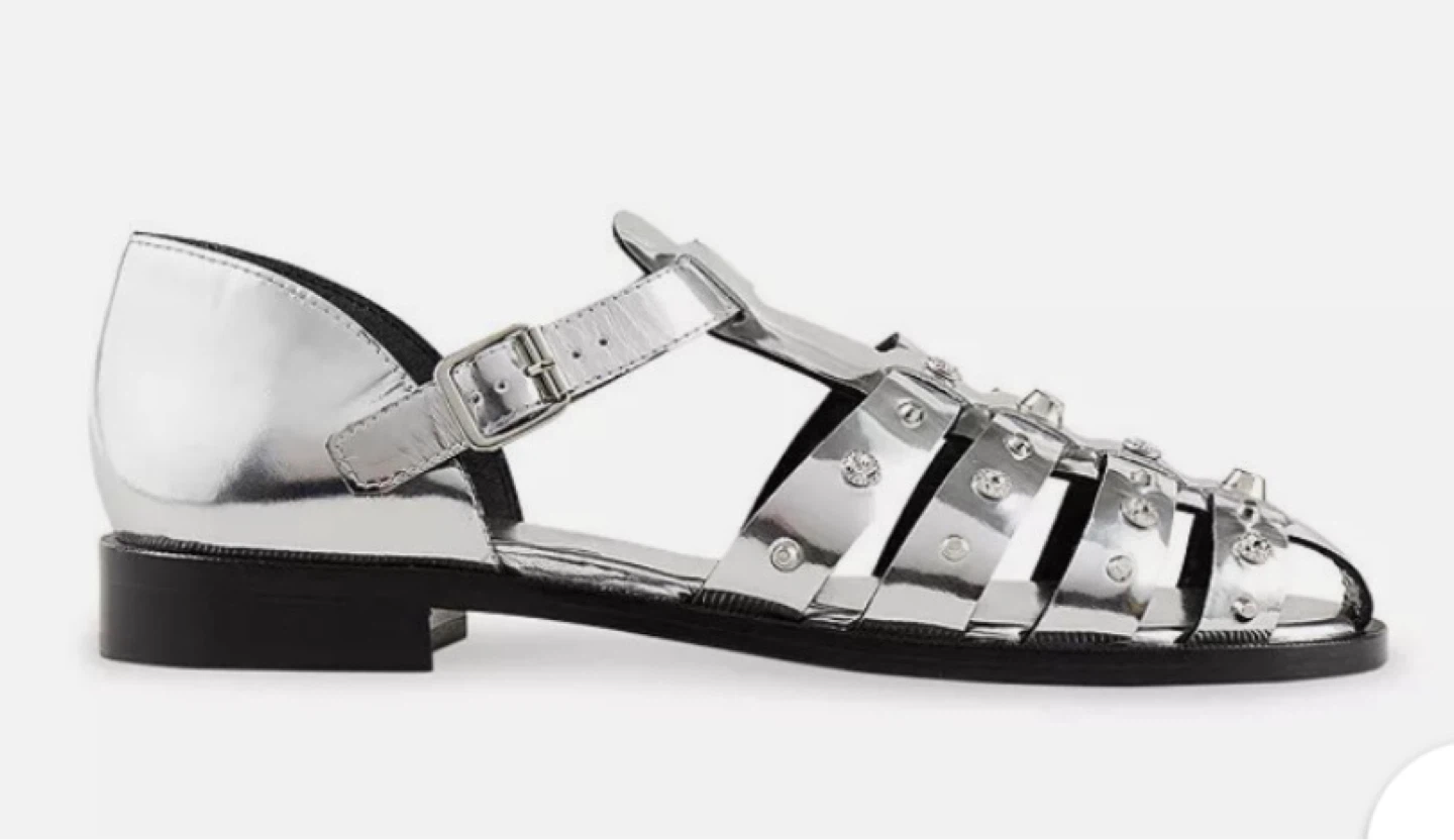 Sandro Silver Studded Gladiator Sandals - size 37 - photo 3