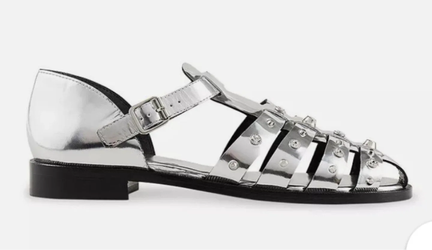 Sandro Silver Studded Gladiator Sandals - size 37 - photo 3