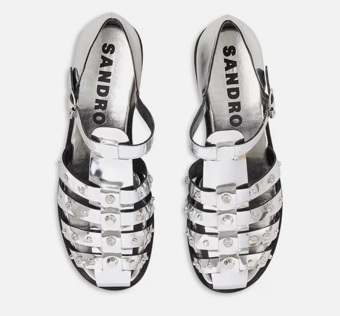 Sandro Silver Studded Gladiator Sandals - size 37