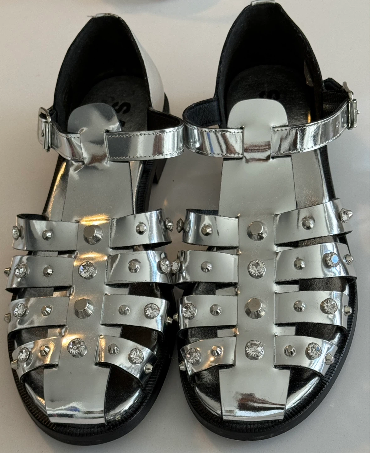 Sandro Silver Studded Gladiator Sandals - size 37 - photo 4