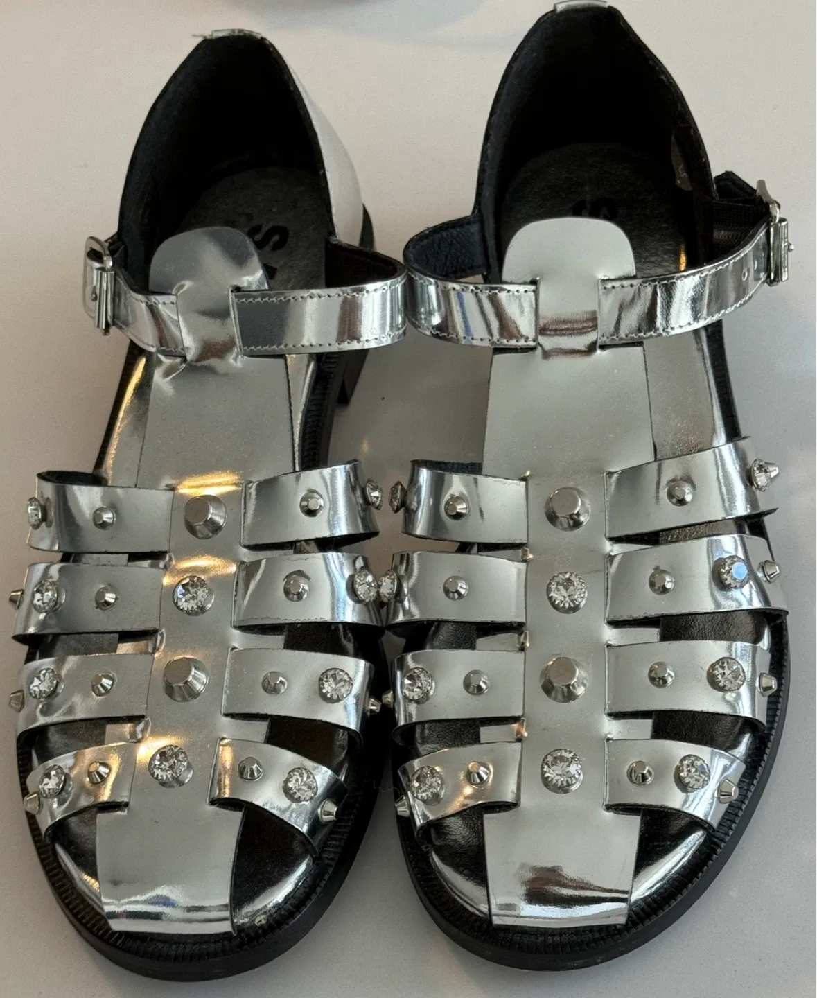 Sandro Silver Studded Gladiator Sandals - size 37 - photo 4