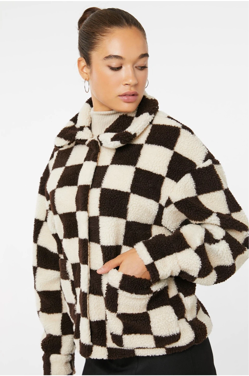 Ardene Checkerboard Fleece Jacket