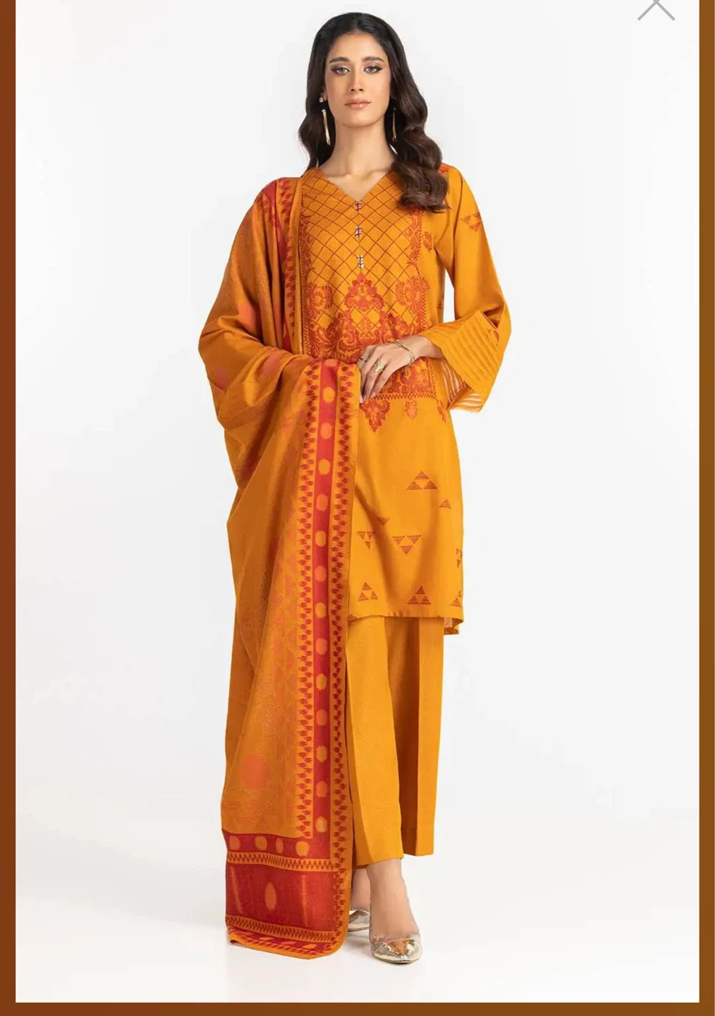 Women's Yellow Embroidered 3-Piece Suit