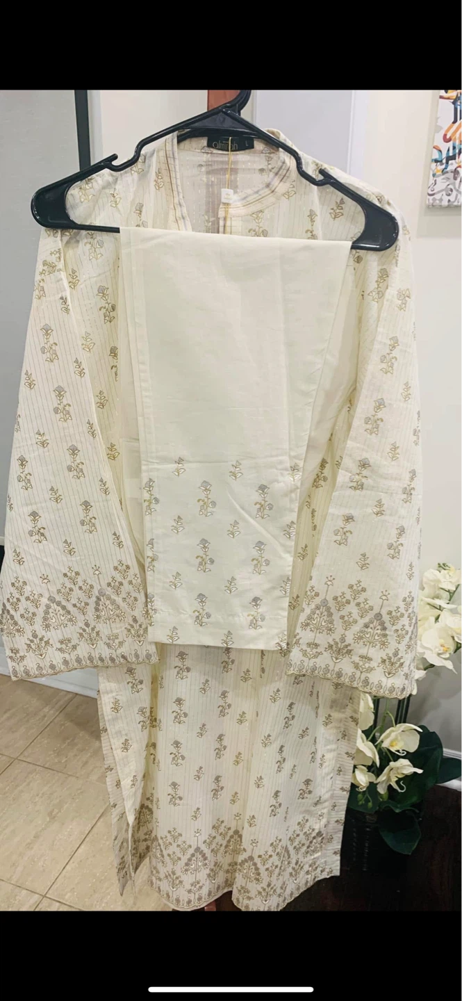 White Embroidered Kurta and Pants Set - photo 5