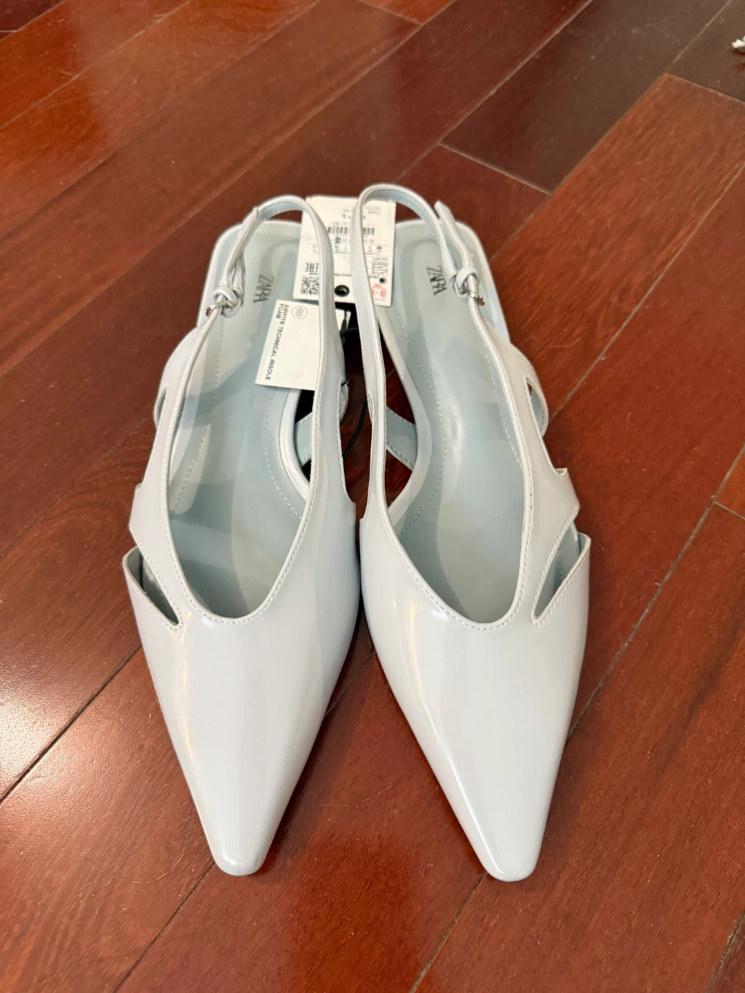 ZARA Women's Light Blue Slingback Pointed Toe Flats Size 40