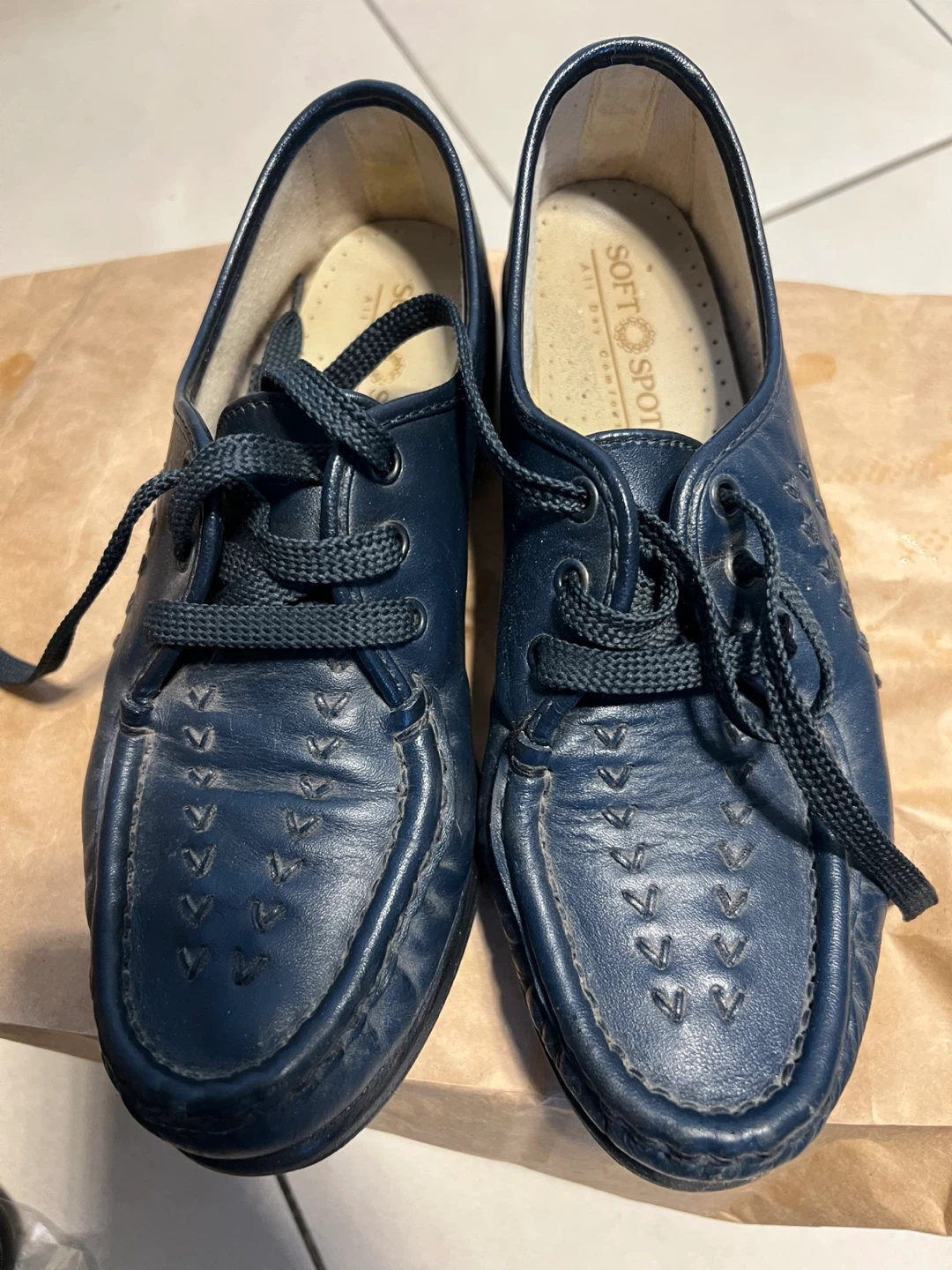 Soft Spots Women's Blue Leather Loafer Shoes