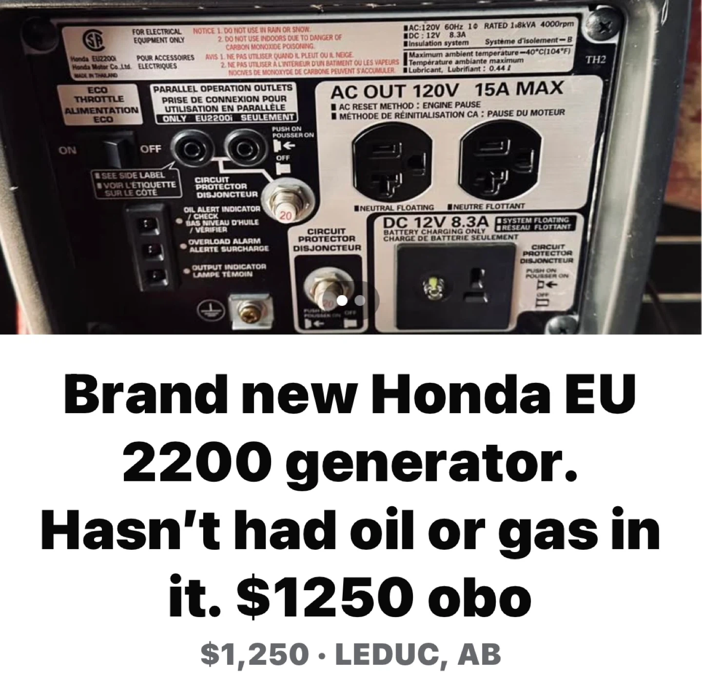 Brand New Honda EU2200 Generator
