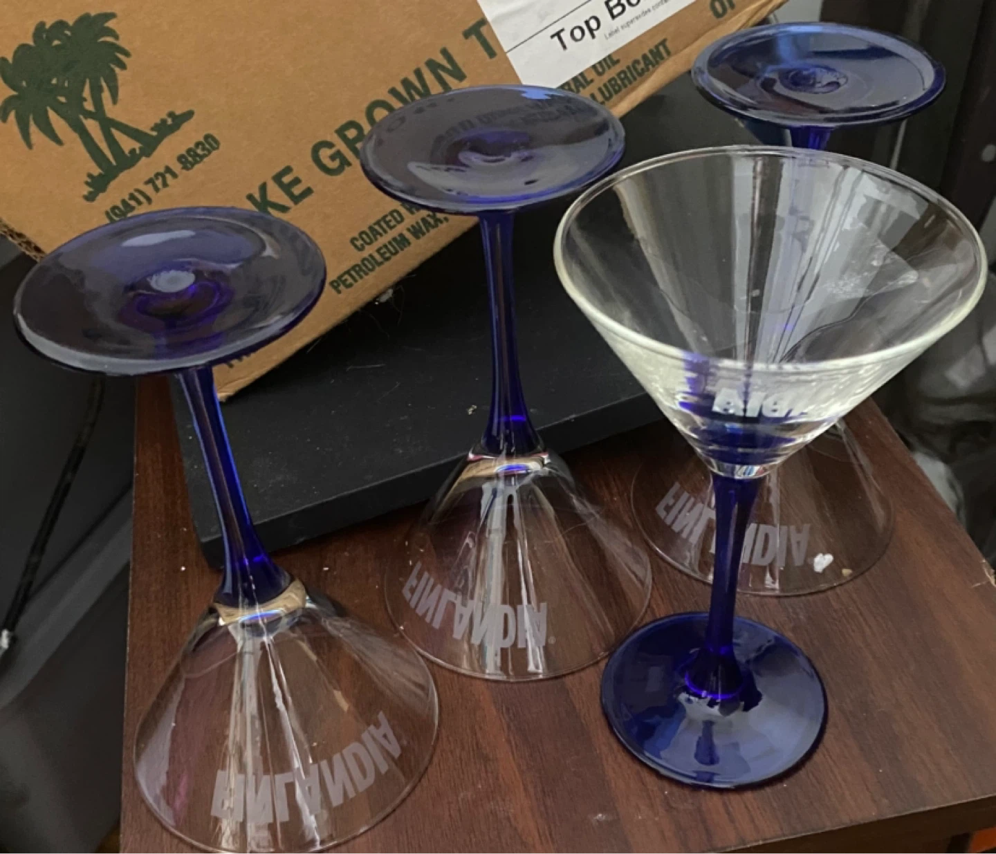 Set of 4 Blue Stem Martini Glasses