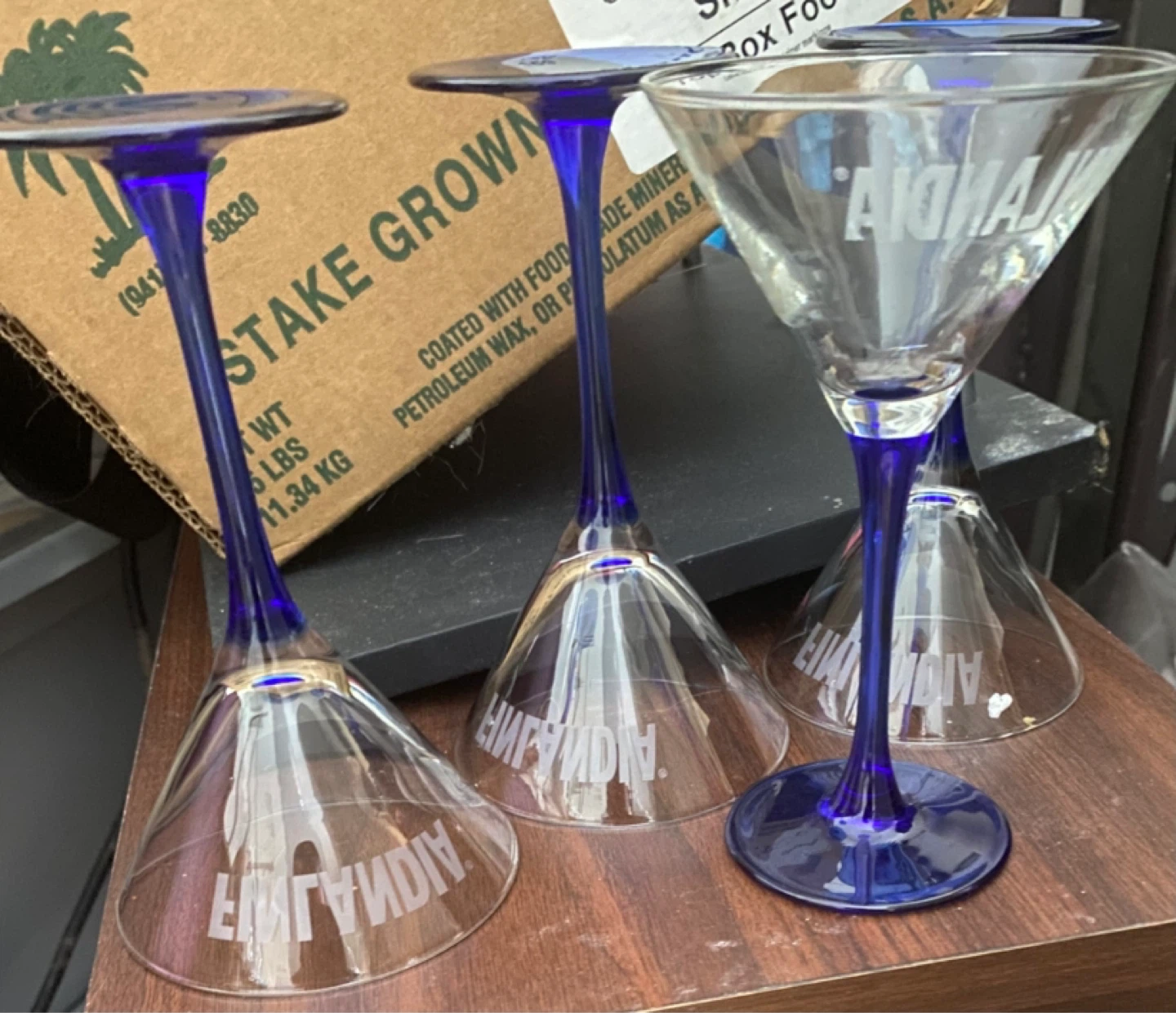Set of 4 Blue Stem Martini Glasses - photo 2