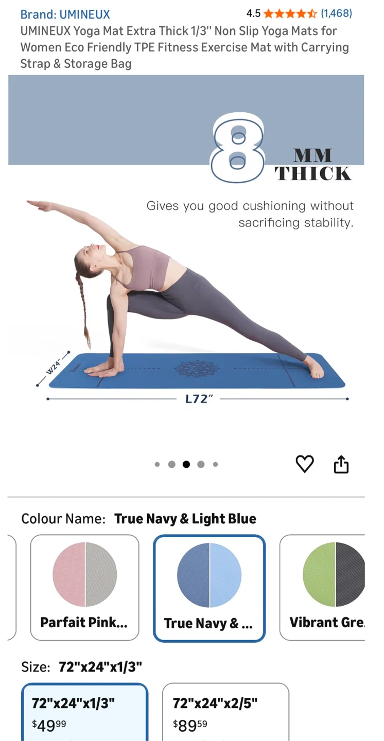 UMINEUX Yoga Mat Extra Thick 1/3" Non Slip Yoga Mat