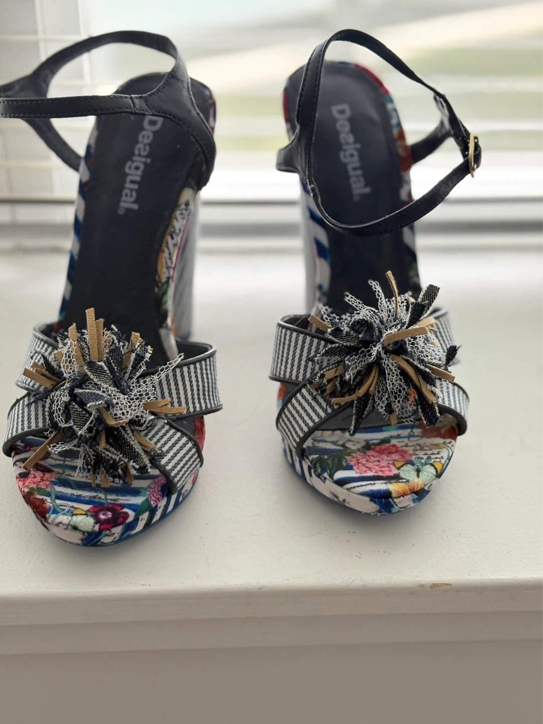 Desigual Floral Platform Heeled Sandals 5 seize - photo 4
