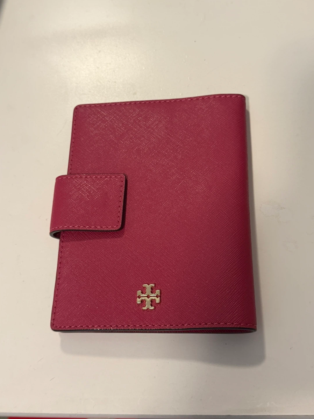 Tory Burch Pink Saffiano Leather Passport Holder/Wallet