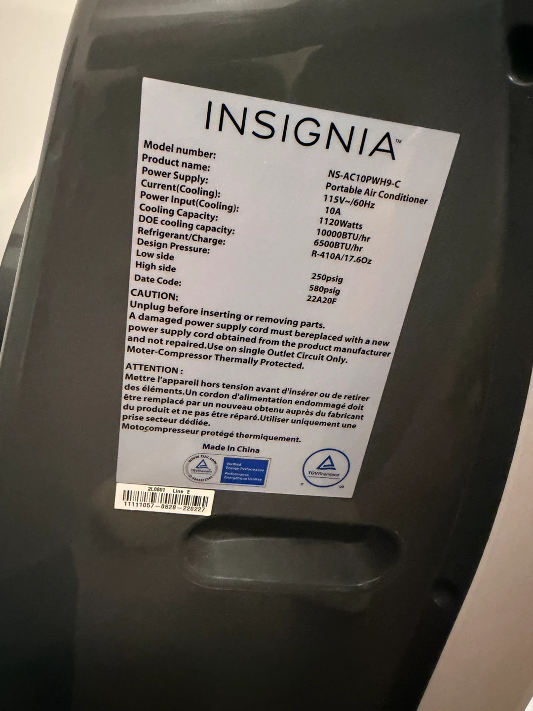 Insignia Portable Air Conditioner NS-AC10PHW9-C - photo 3