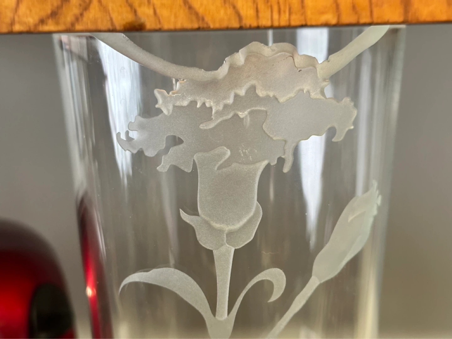 Large laser cut carnation flower crystal vase - photo 2