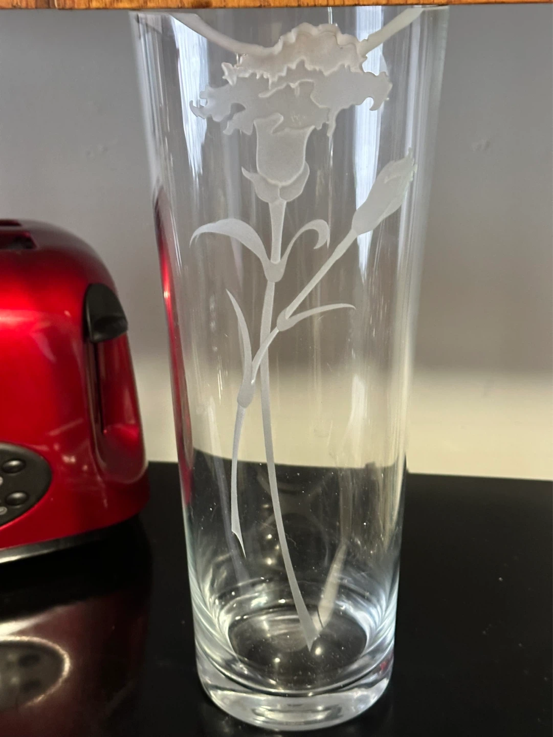 Large laser cut carnation flower crystal vase