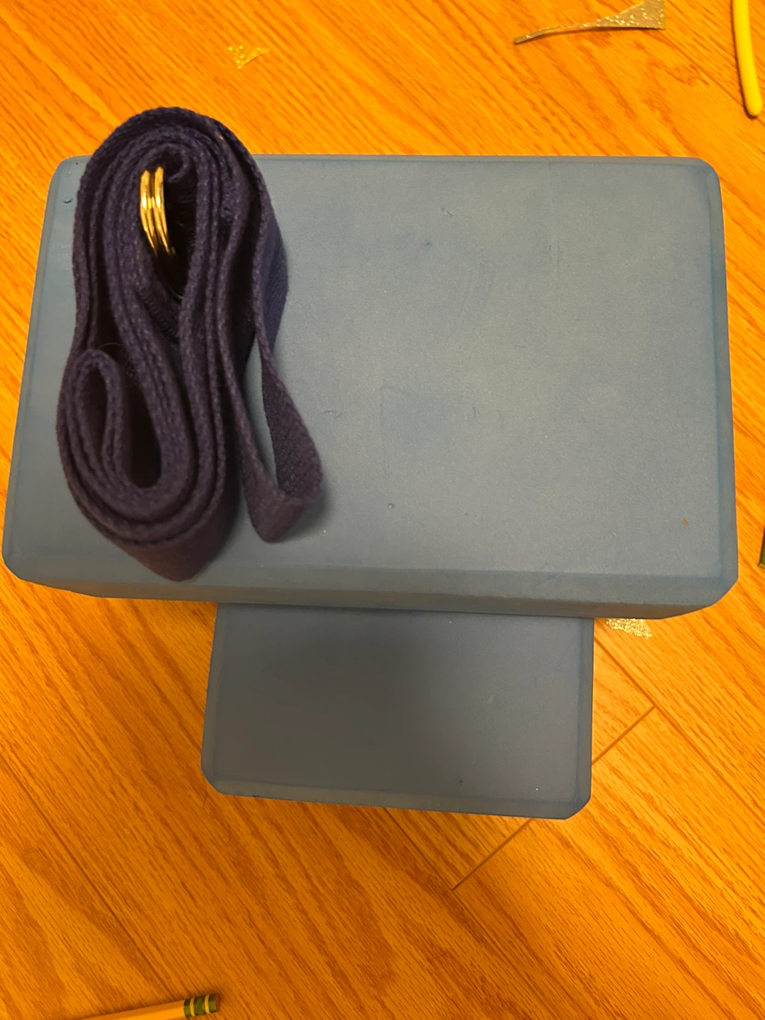 Blue Yoga Blocks and Strap Set with yoga mat