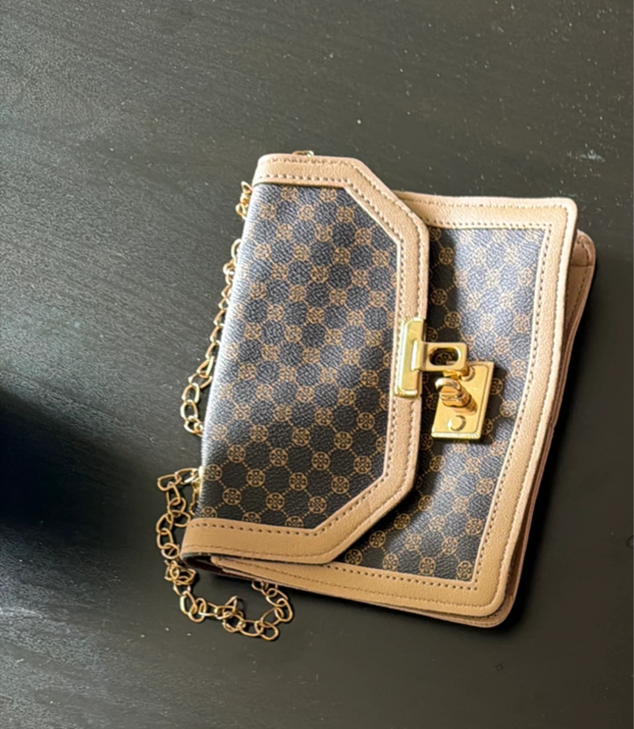 Brown Monogram Chain Shoulder Bag