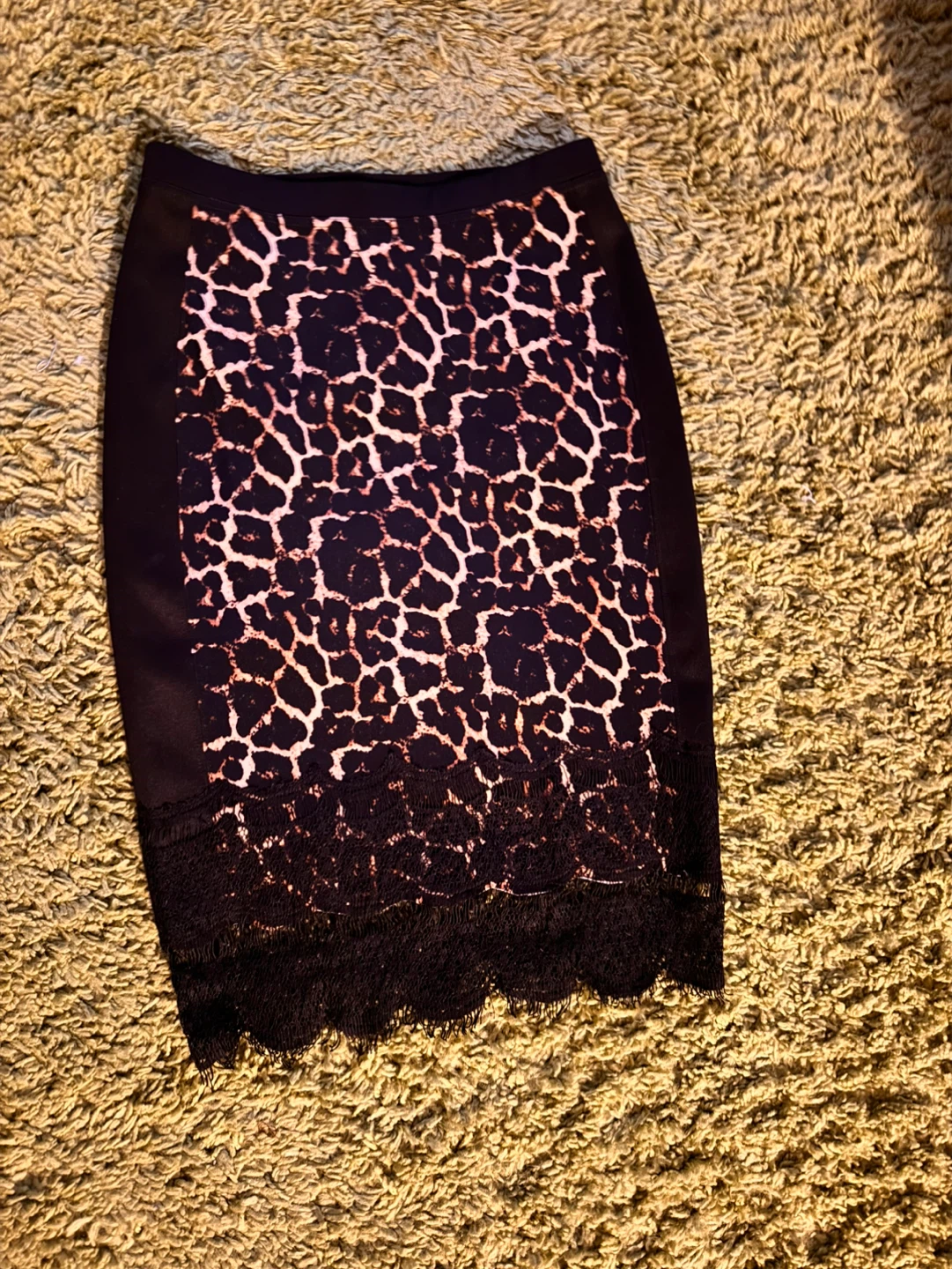 Catherine Malandrino Leopard Print Lace Pencil Skirt XS