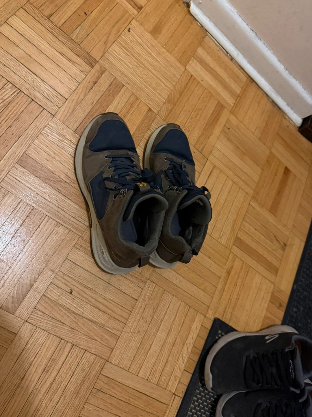 Brown and Blue Athletic Shoes
