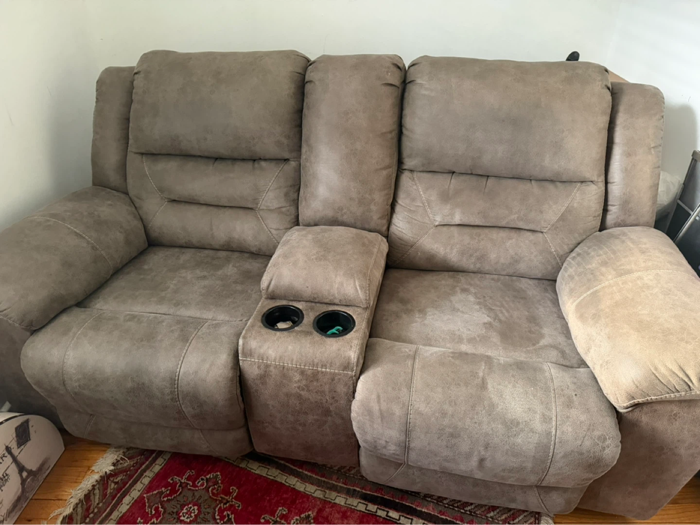 Brown Double Recliner with Cup Holders - photo 2