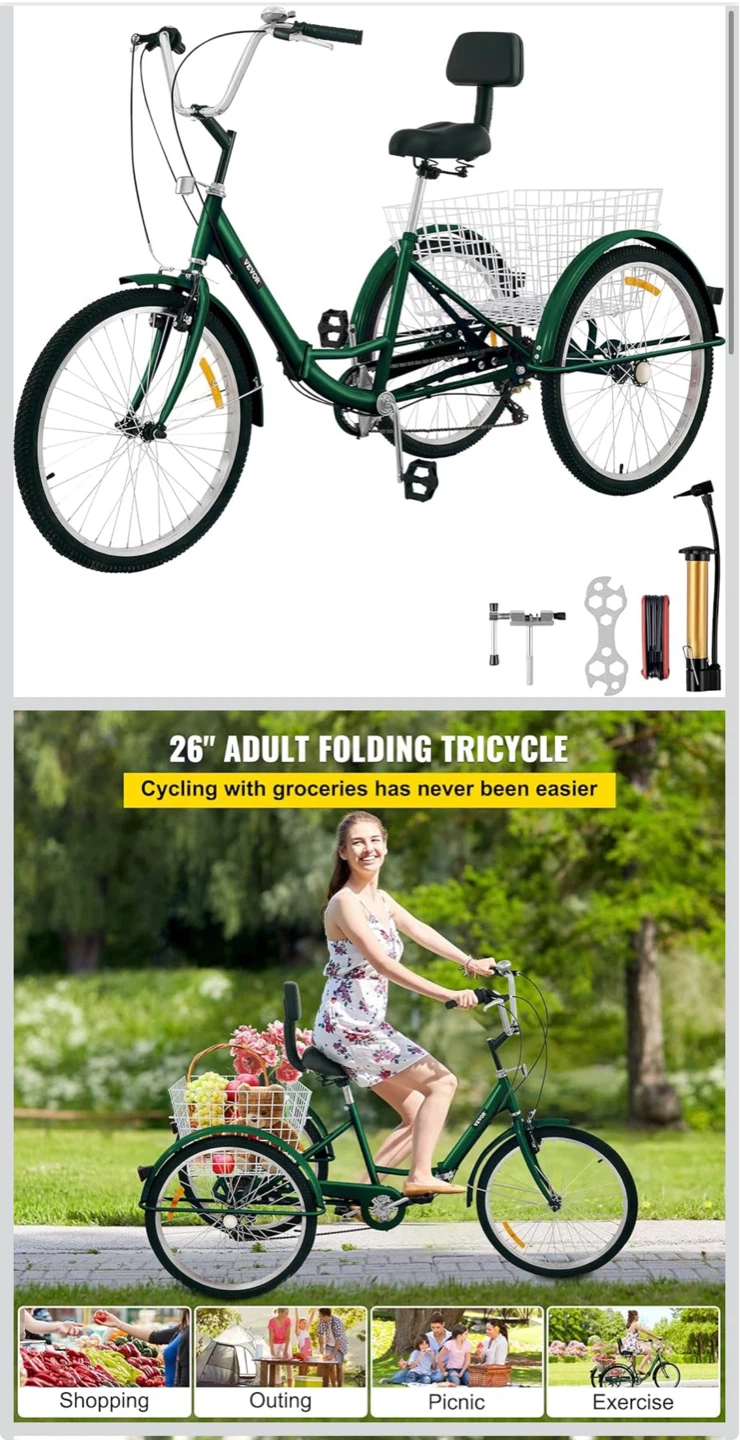VEVOR 26" Adult Folding Tricycle - photo 5
