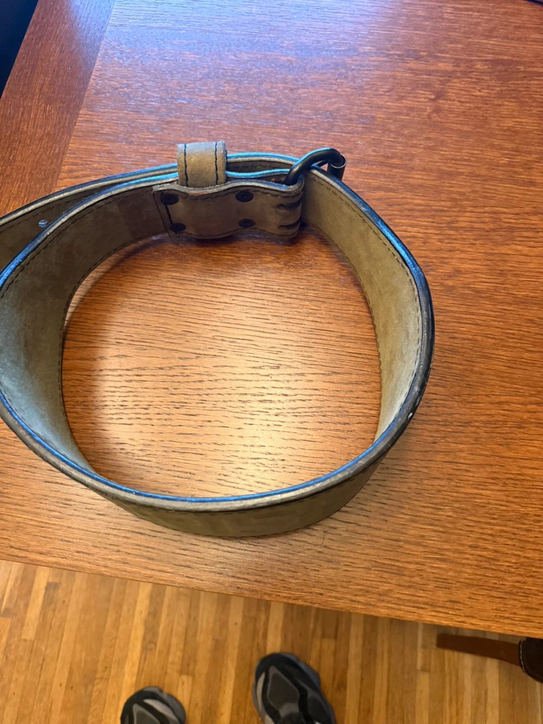 Large size 31-38 in ,7mm Old School Leather Belt - Army Green - photo 2
