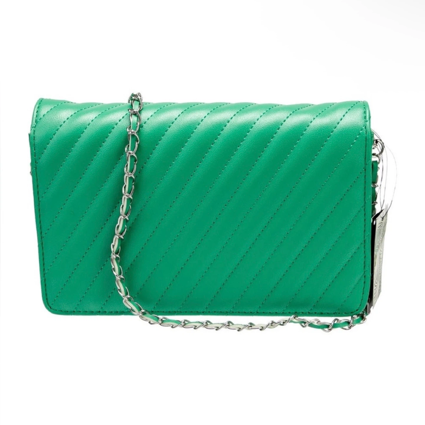 BADGLEY MISCHKA Green Crossbody w/ Round Silver Logo Chain Strap - photo 3