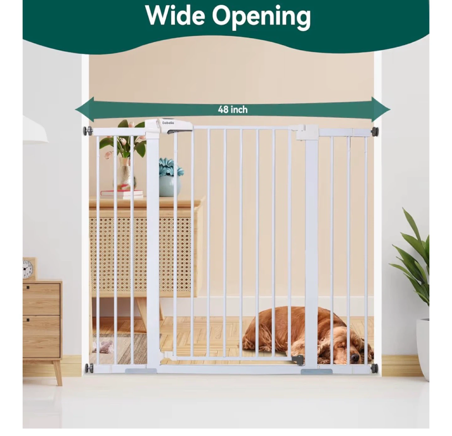 DoluBeLu White Metal Safety Gate - 48 inch Wide - photo 3