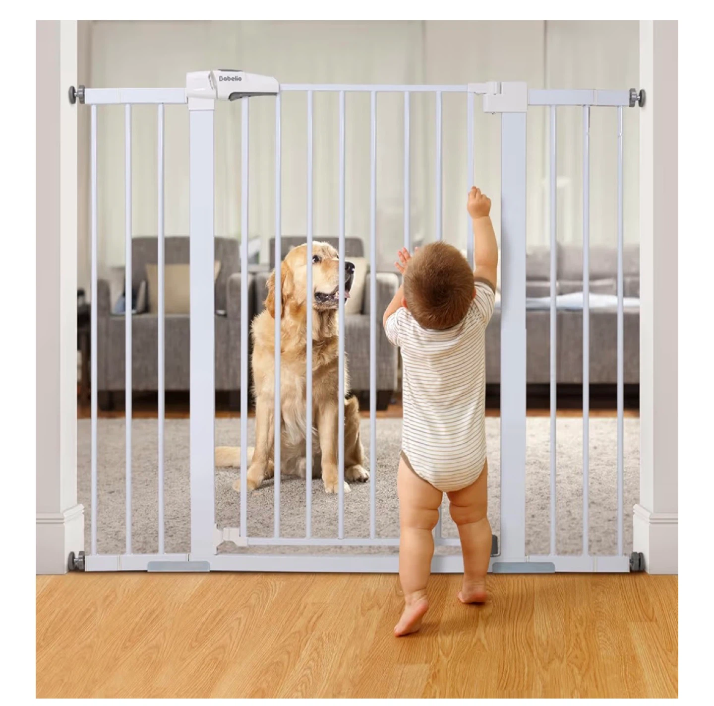 DoluBeLu White Metal Safety Gate - 48 inch Wide