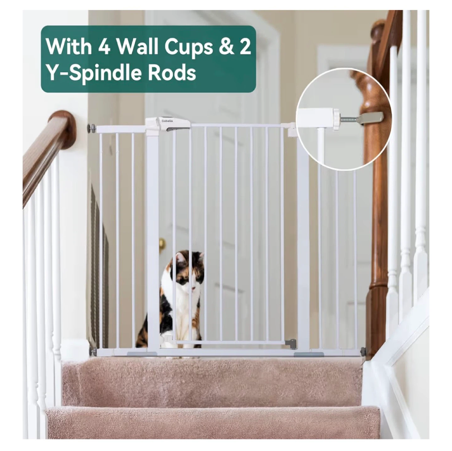 DoluBeLu White Metal Safety Gate - 48 inch Wide - photo 4