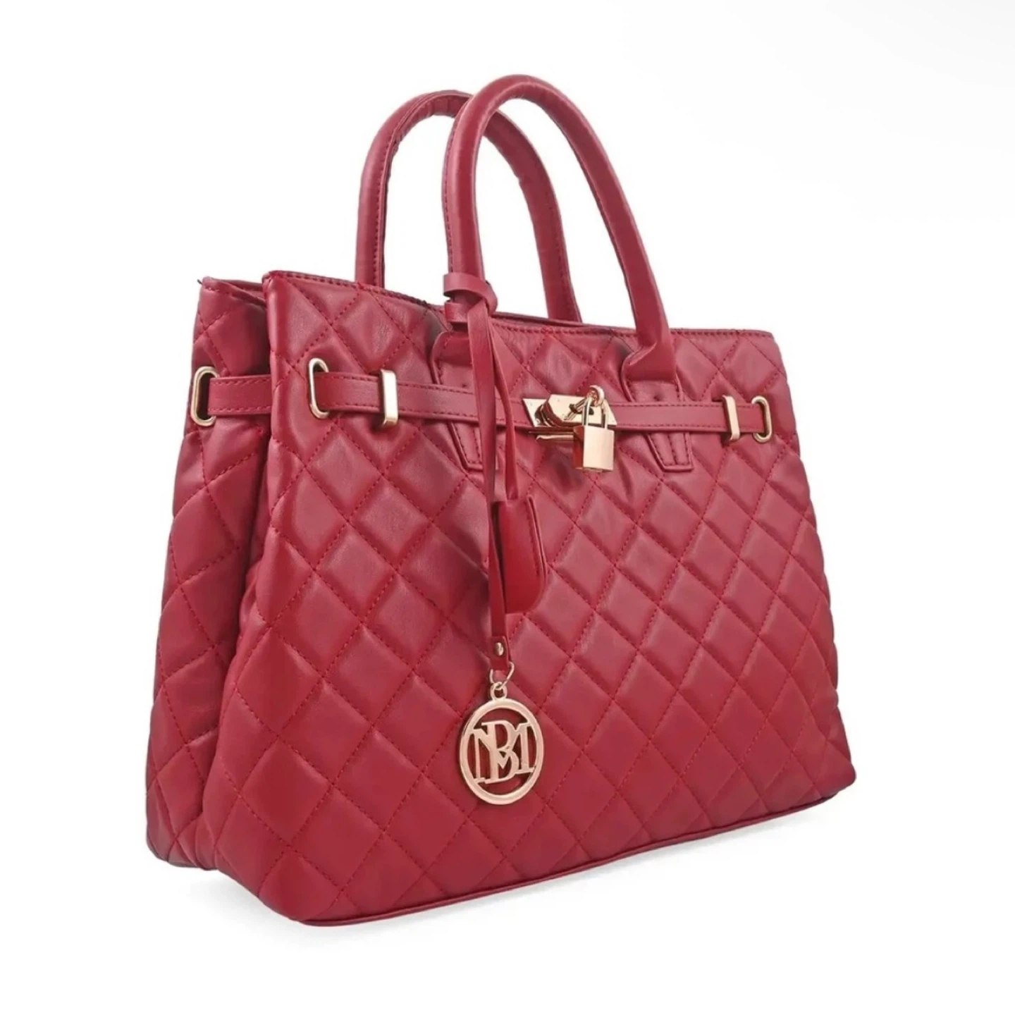 BADGLEY MISCHKA MSRP $159 Brick Red Big Diamond Quilted Tote - photo 2