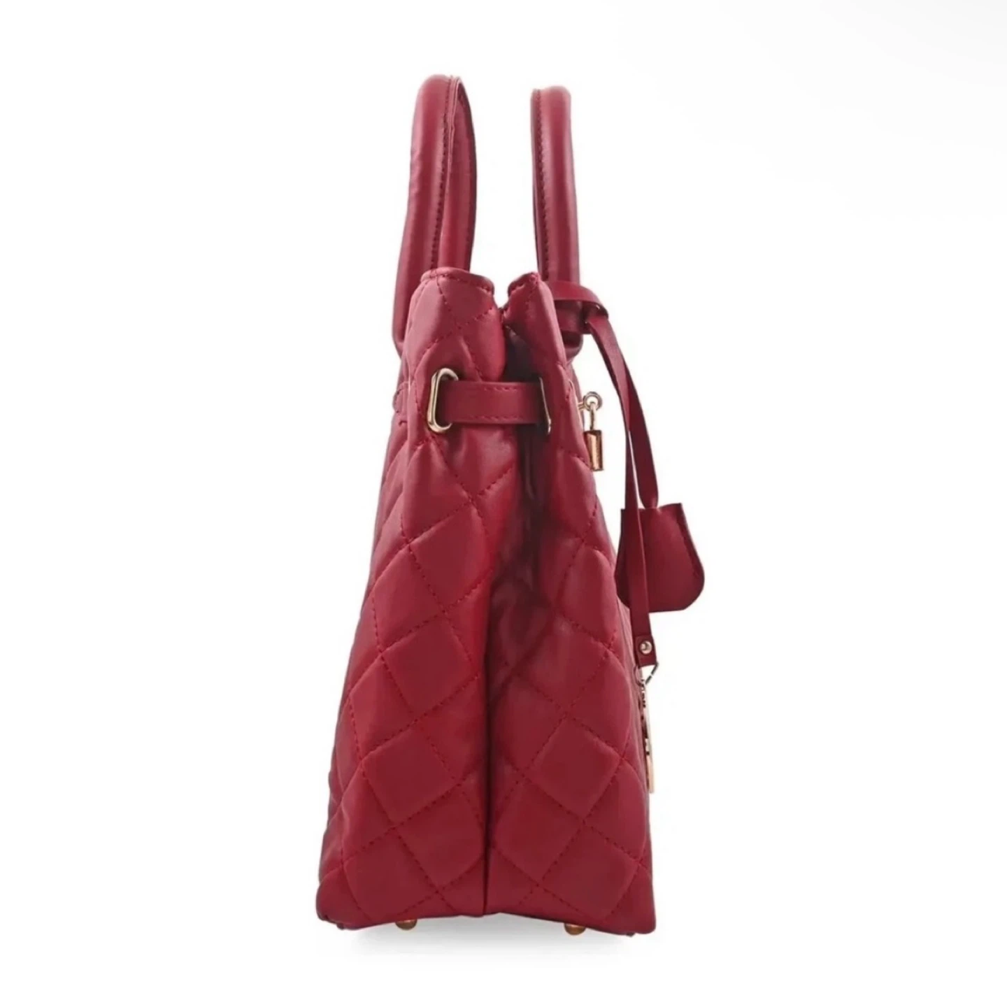 BADGLEY MISCHKA MSRP $159 Brick Red Big Diamond Quilted Tote - photo 3