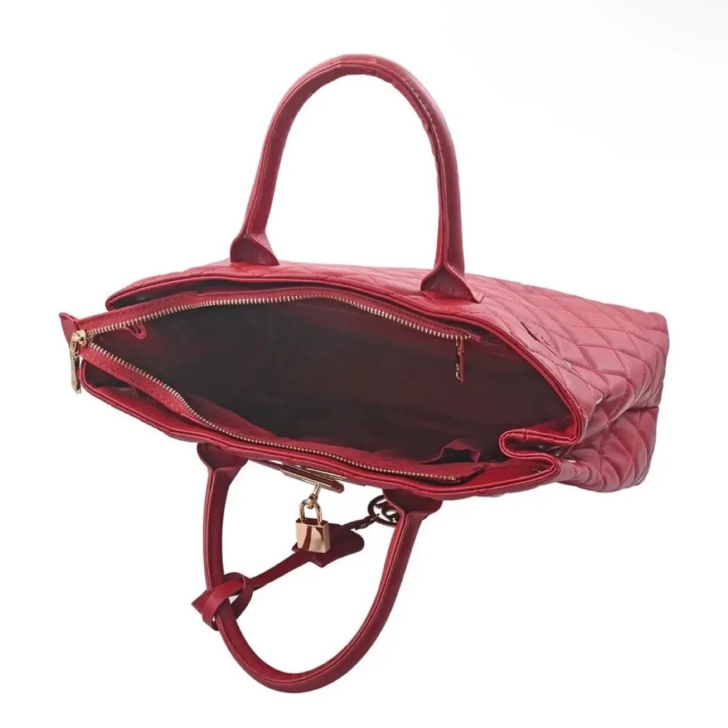 BADGLEY MISCHKA MSRP $159 Brick Red Big Diamond Quilted Tote - photo 5