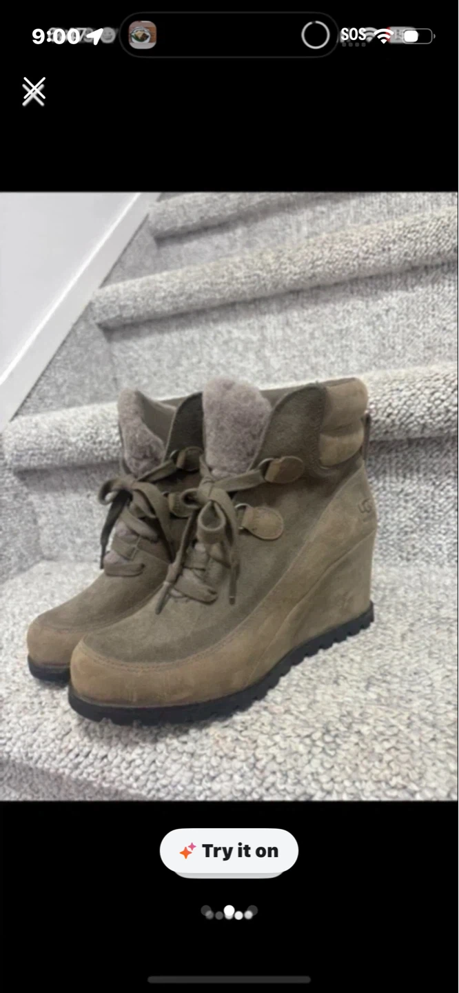 UGG Wedge Lace-Up Boots - Taupe Suede - photo 3