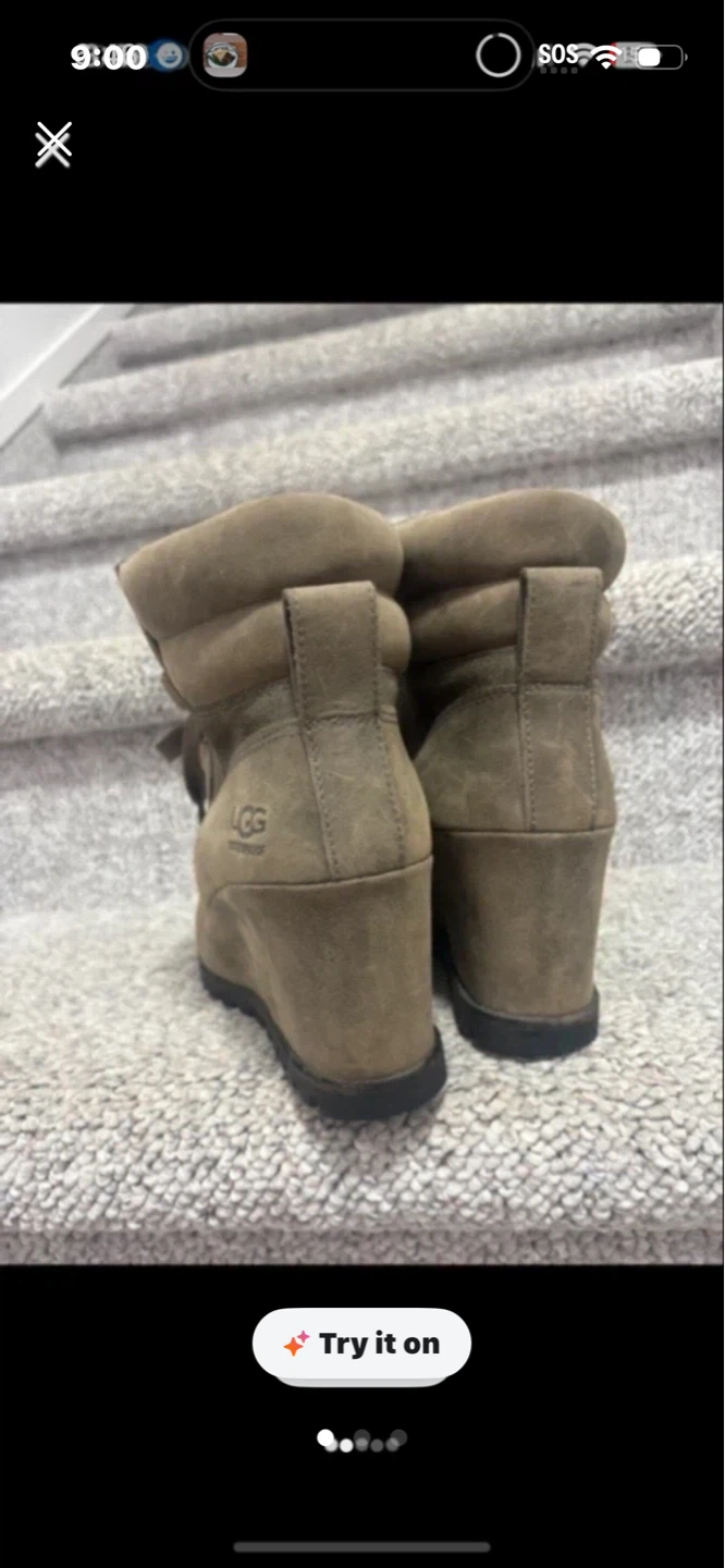 UGG Wedge Lace-Up Boots - Taupe Suede