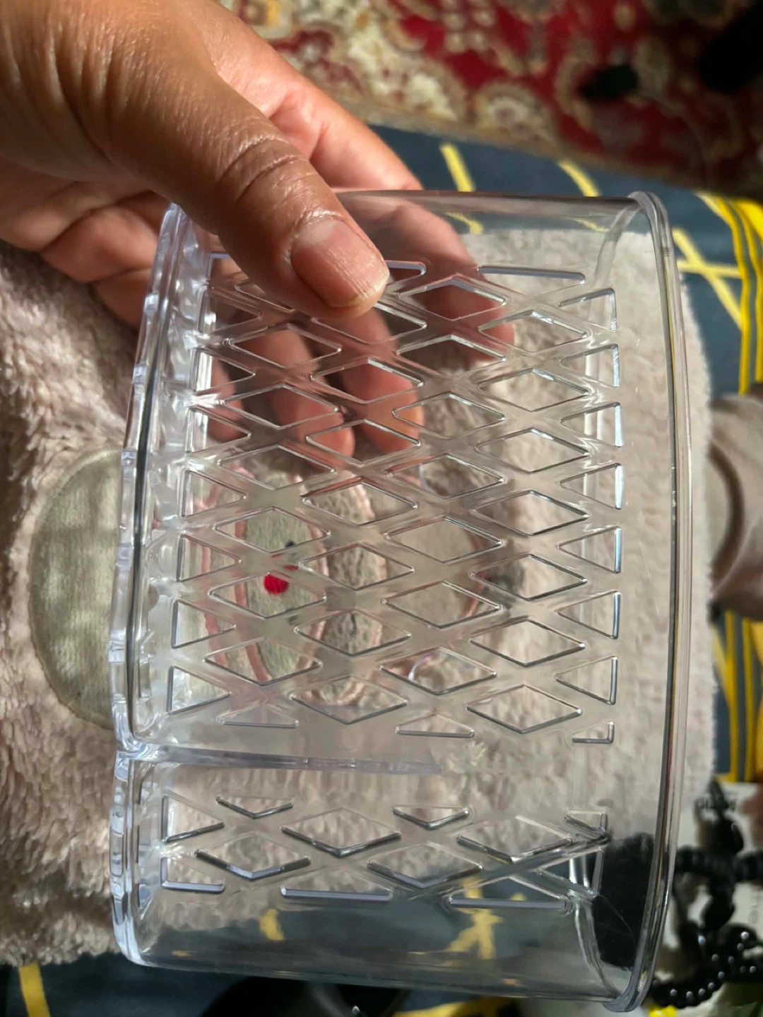 Clear Storage Bin with Diamond Pattern