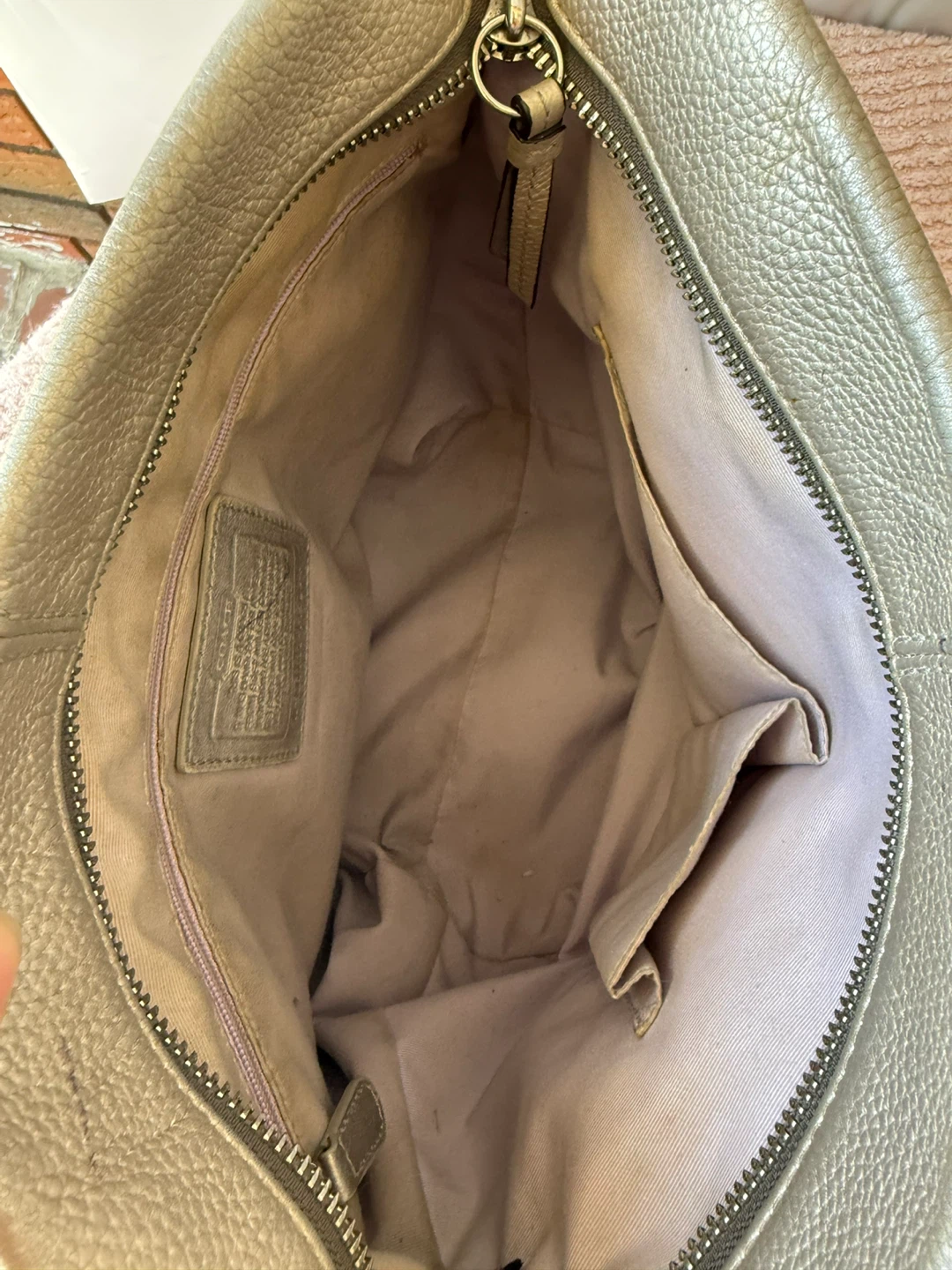 Coach Pebbled Leather Shoulder Bag in Olive Green - photo 4