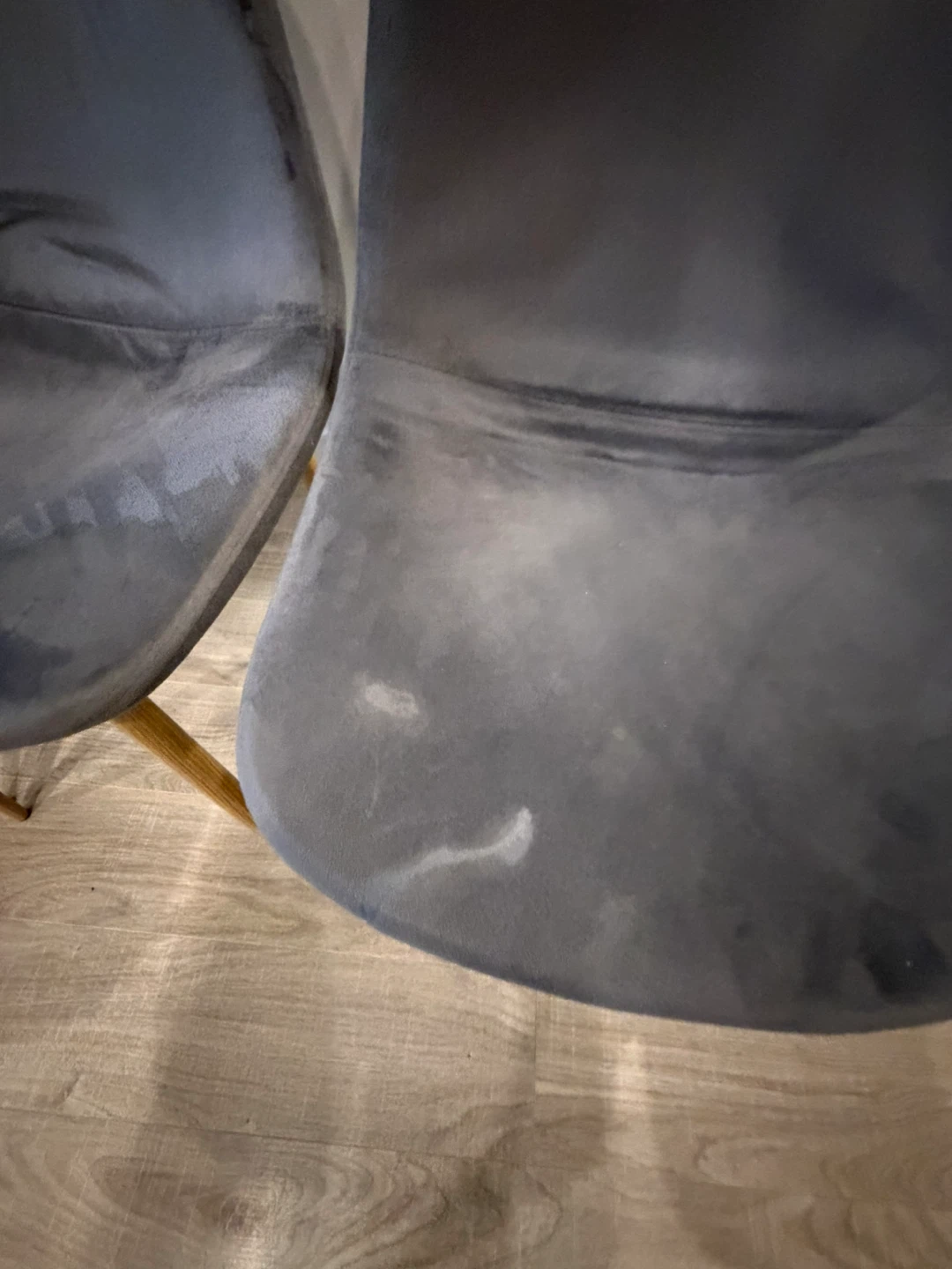 Set of 4 Grey Velvet Dining Chairs (with free ottoman) - photo 5