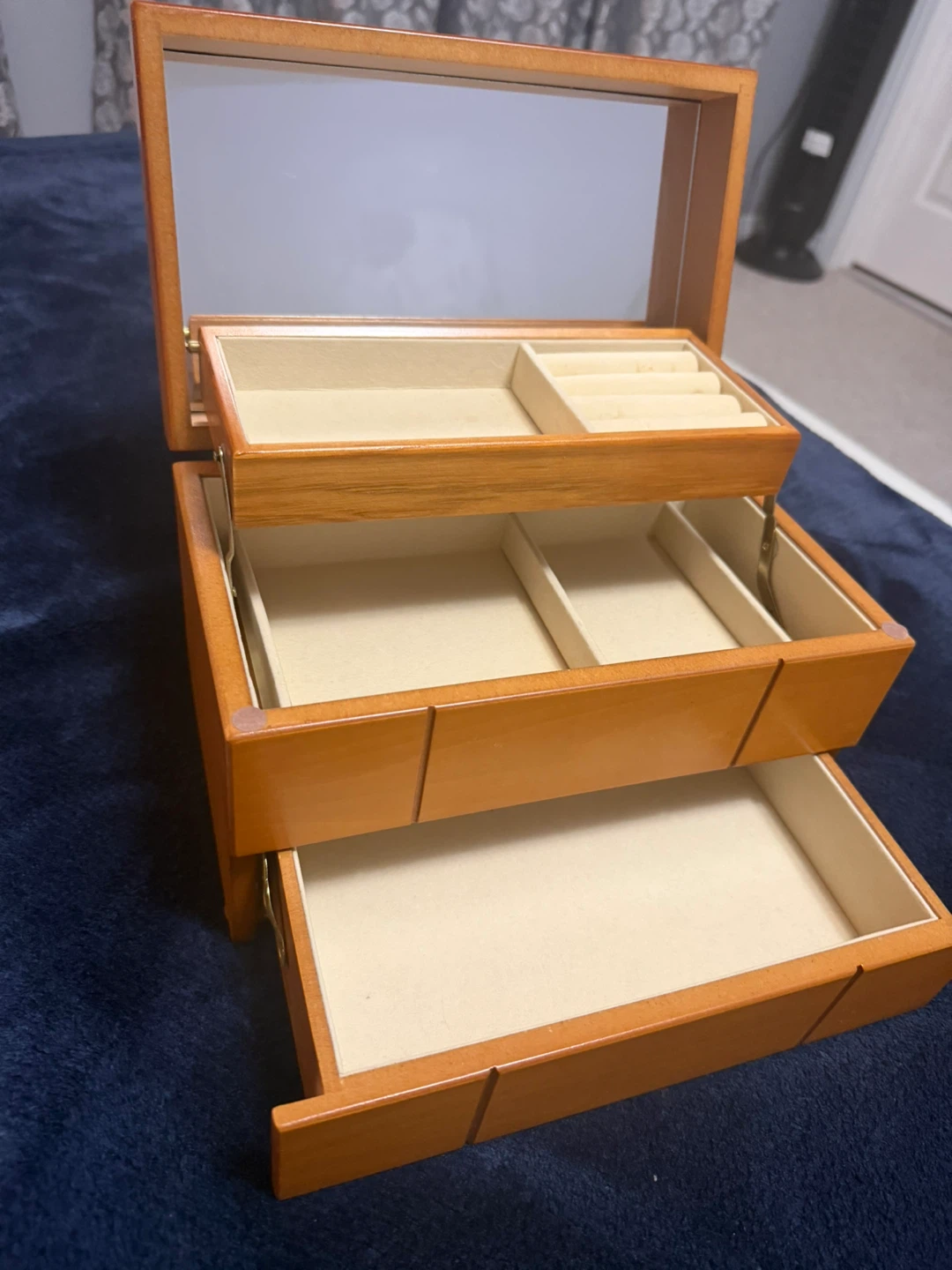 Wooden Jewellery Box with Mirror