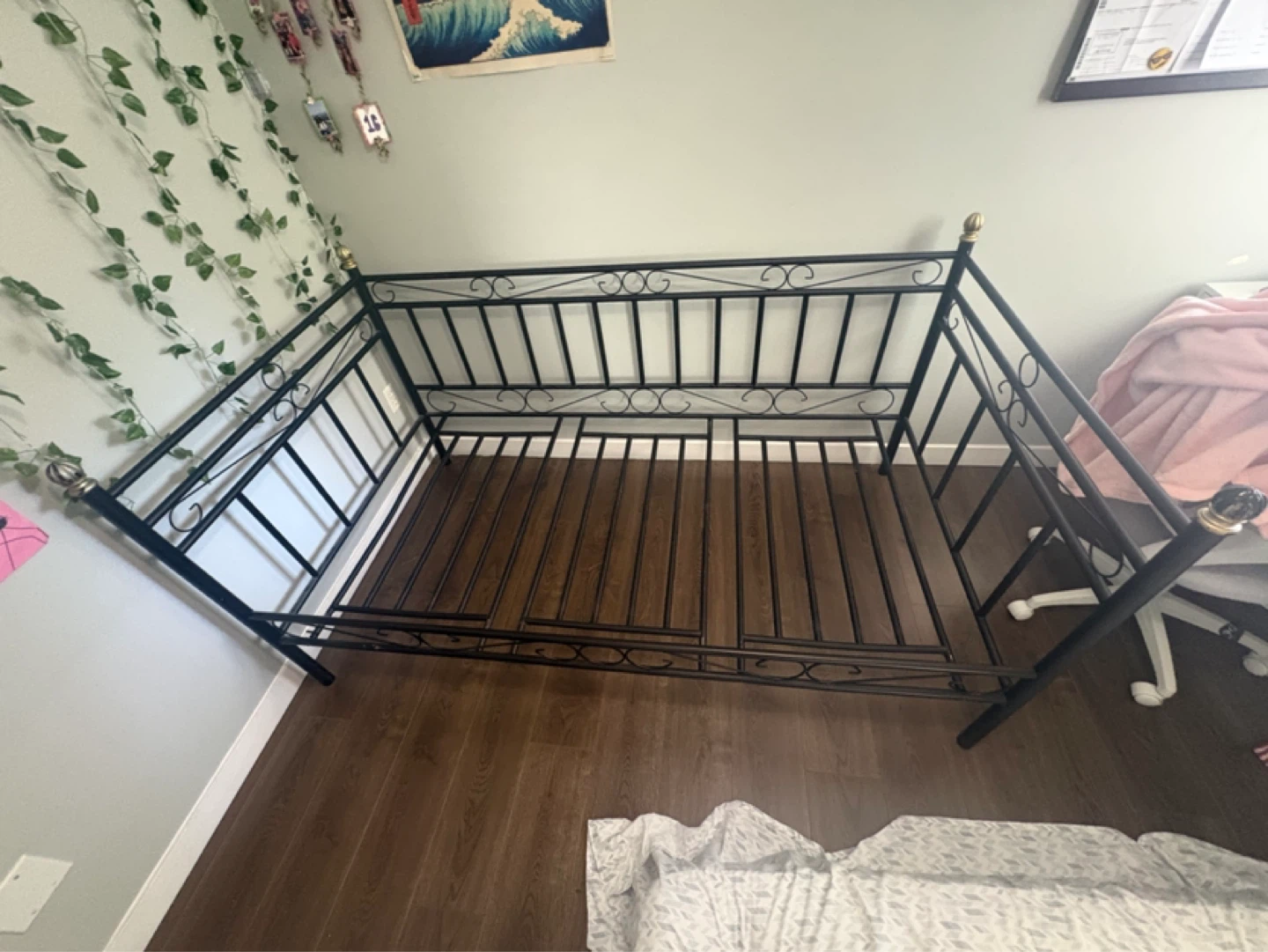 Black Metal Daybed Frame with Ornate Details