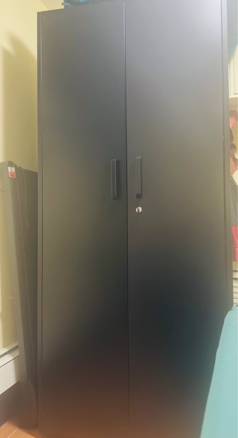 Black Metal Storage Cabinet with Lockable Doors