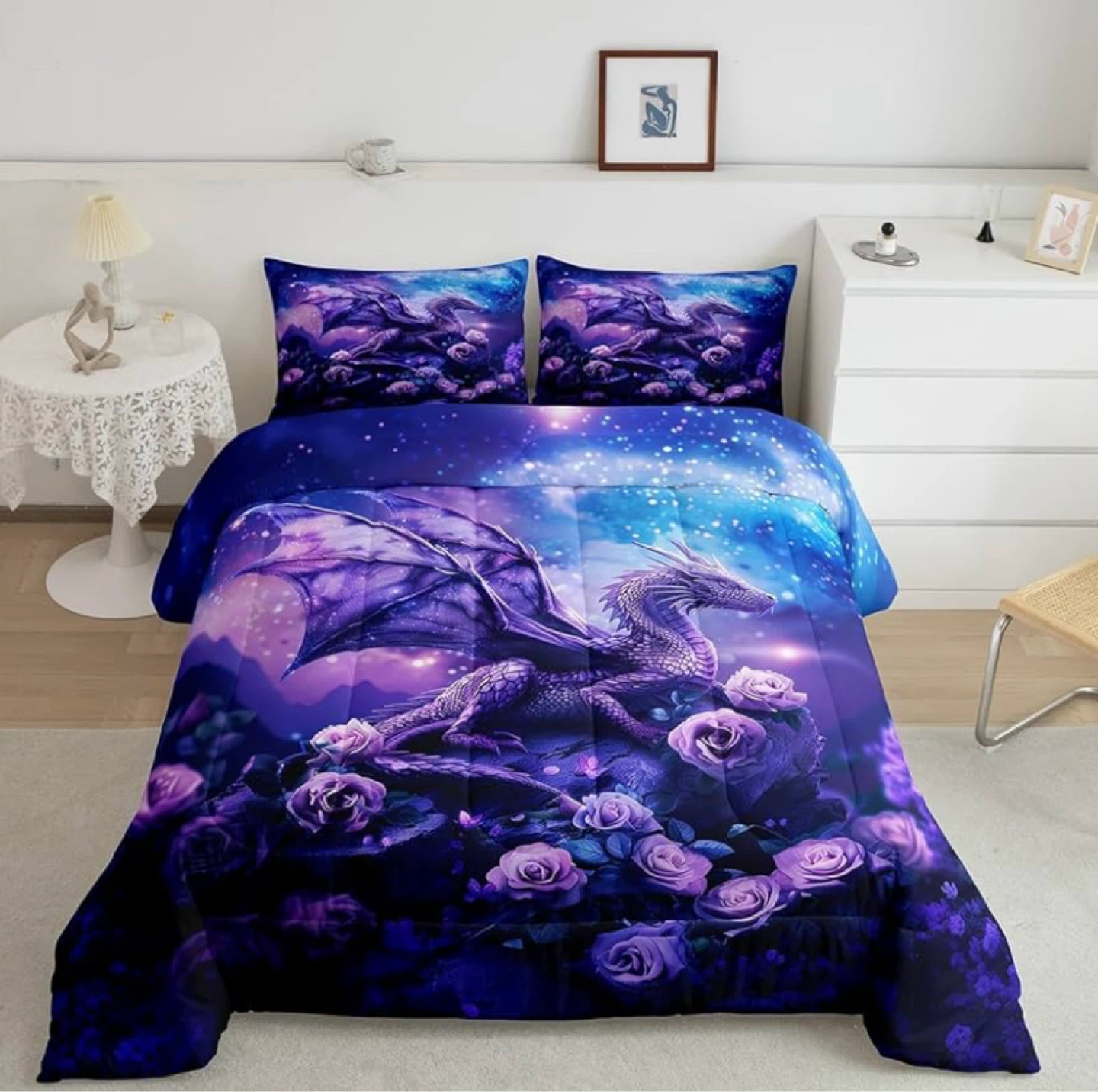 3Pcs Dragon Galaxy King Bedding Set