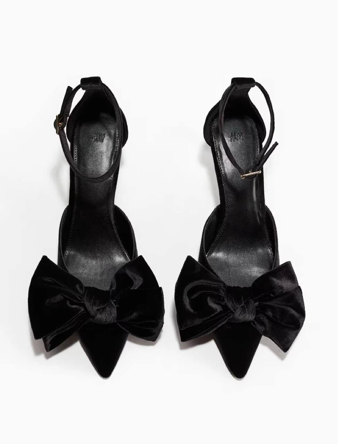 H&M Black Velvet Heels with Bow – Size 11 - photo 5