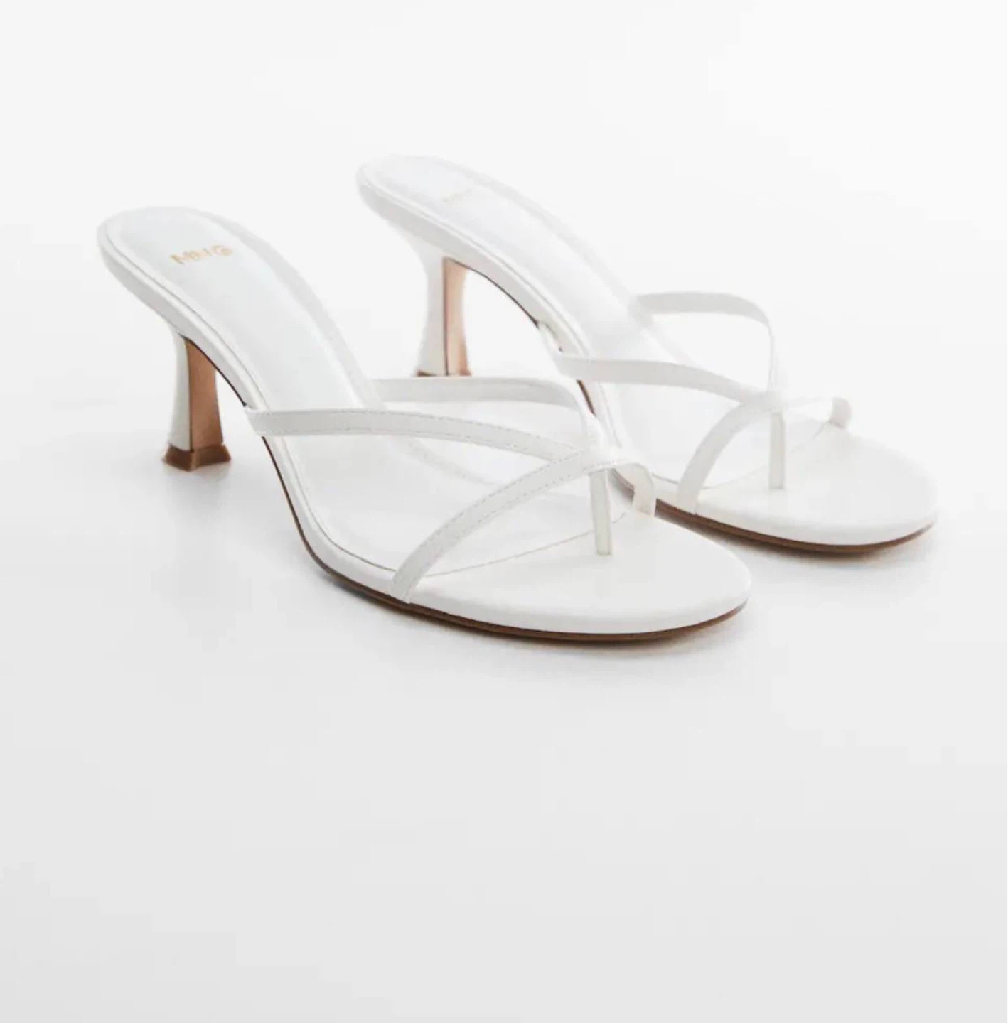 White Strappy Heeled Sandals Mango, 41 size - photo 2