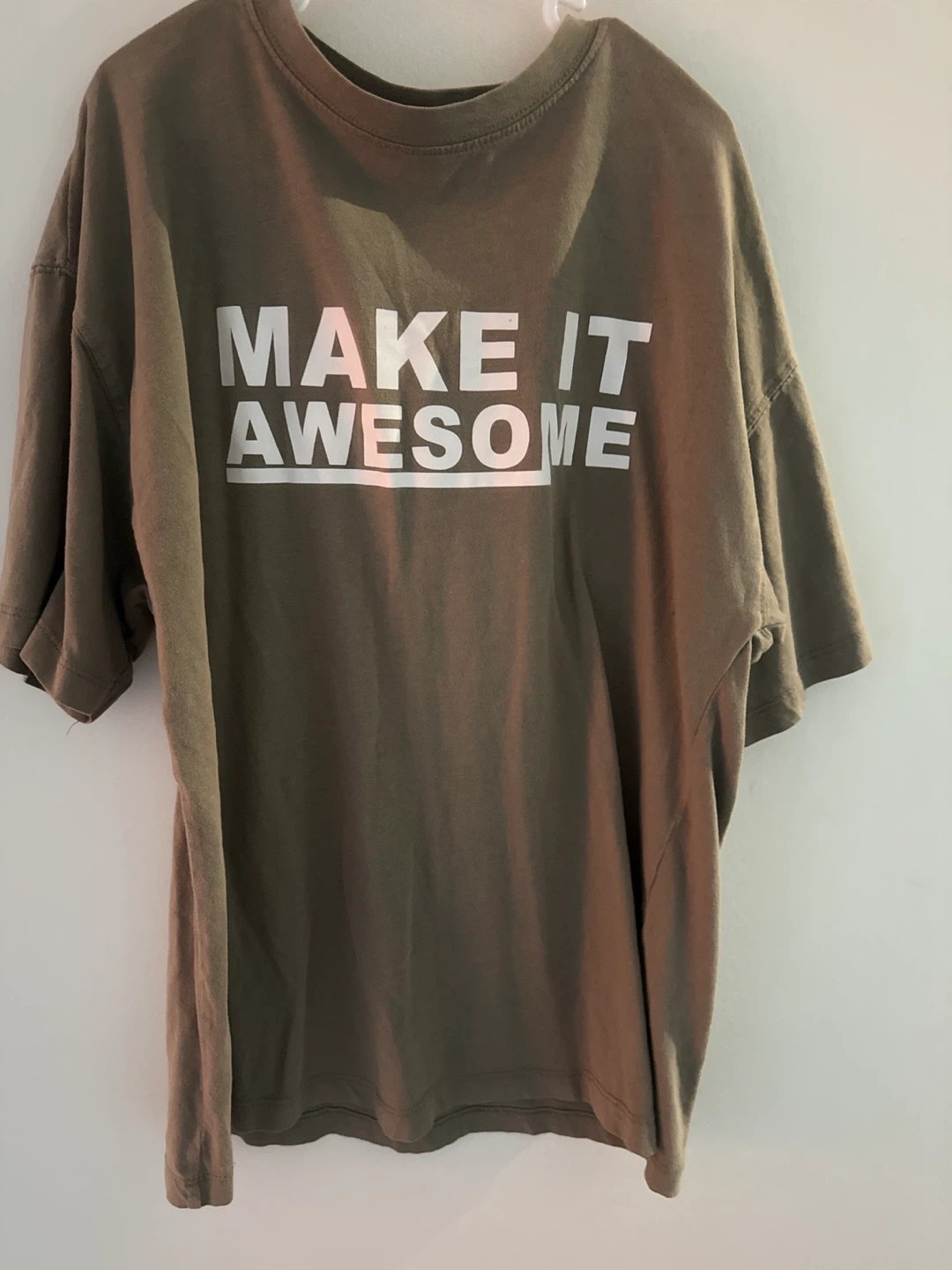 Zara kids Olive Green T-Shirt with "MAKE IT AWESOME" Graphic